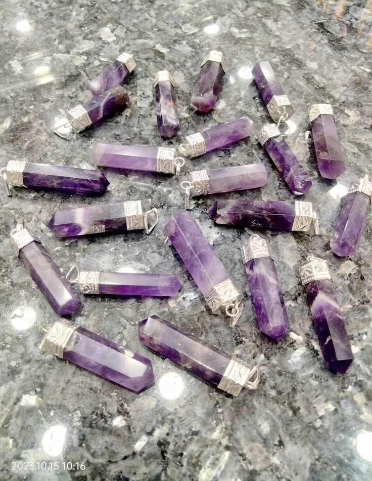 Natural Amethyst Pencil Pendant – Crystal of Calm, Intuition & Healing Energy