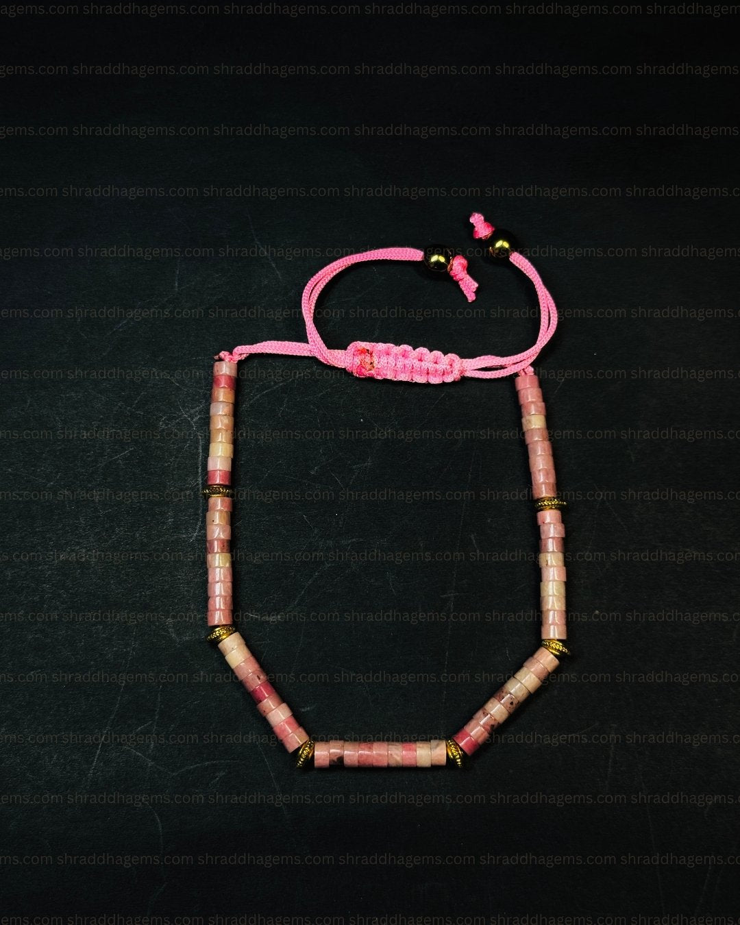 Natural Hand-Braided Rhodochrosite Crystal Bracelet for Men & Women – Heart Chakra Healing, Self-Love, Emotional Balance & Inner Peace