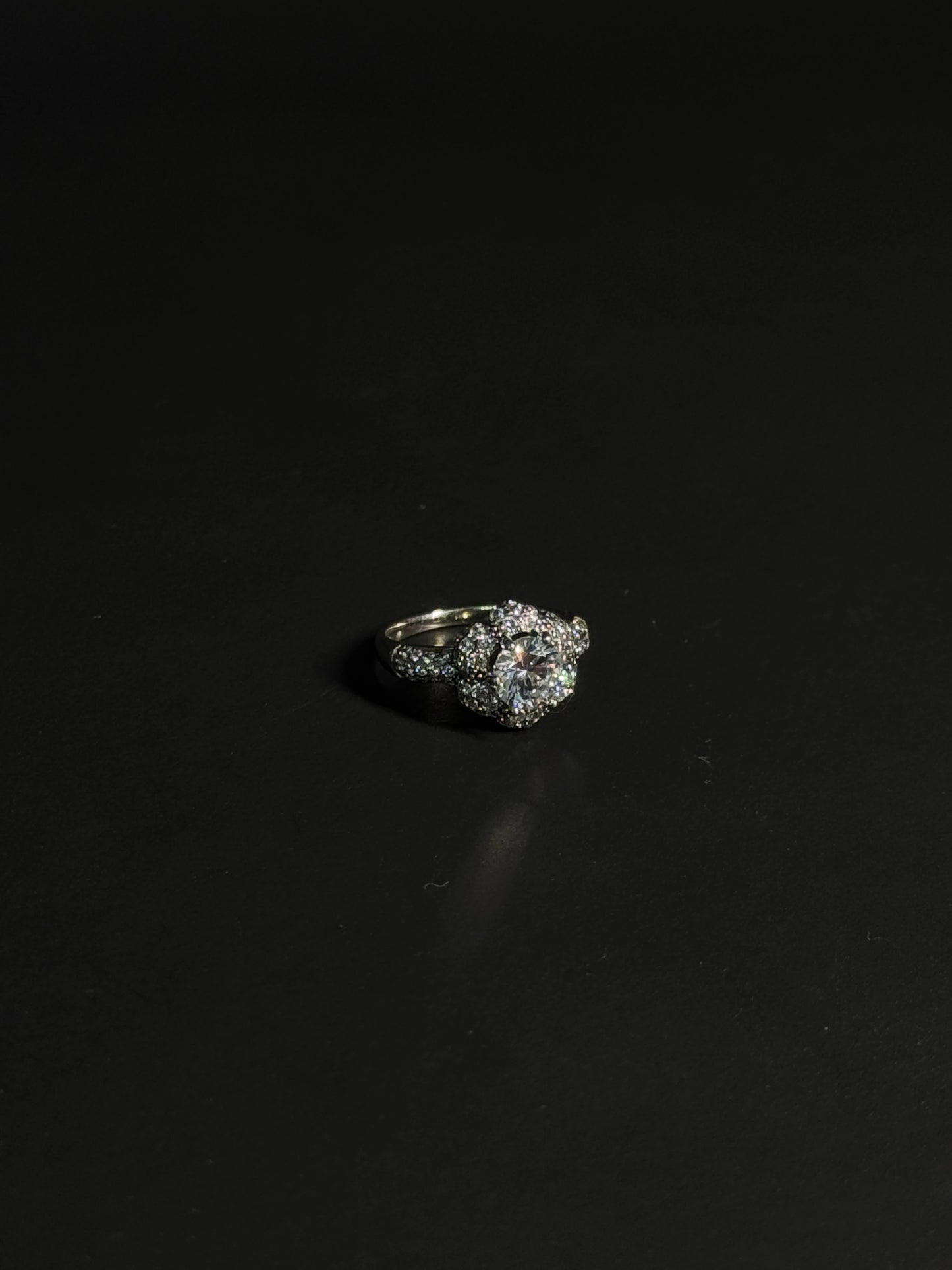 Natural White Topaz Floral Ring – 925 Sterling Silver Vintage Halo Cluster | Promise Ring