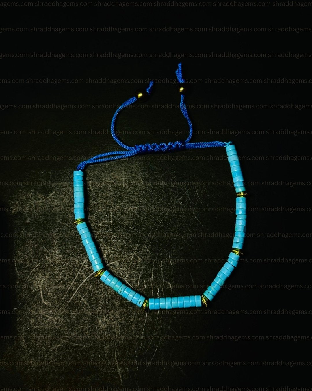 Natural Turquoise Crystal Braided Bracelet – Healing Stone Jewelry for Peace, Protection & Confidence