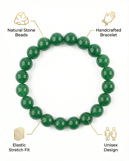 Attract luck and prosperity with this Natural Green Jade beaded bracelet. Handcrafted with premium 8mm green gemstones for harmony and abundance.