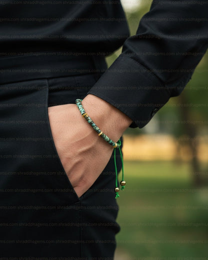 Natural African Turquoise Braided Bracelet – Handmade Crystal Healing Stone for Wisdom, Growth & Positive Energy