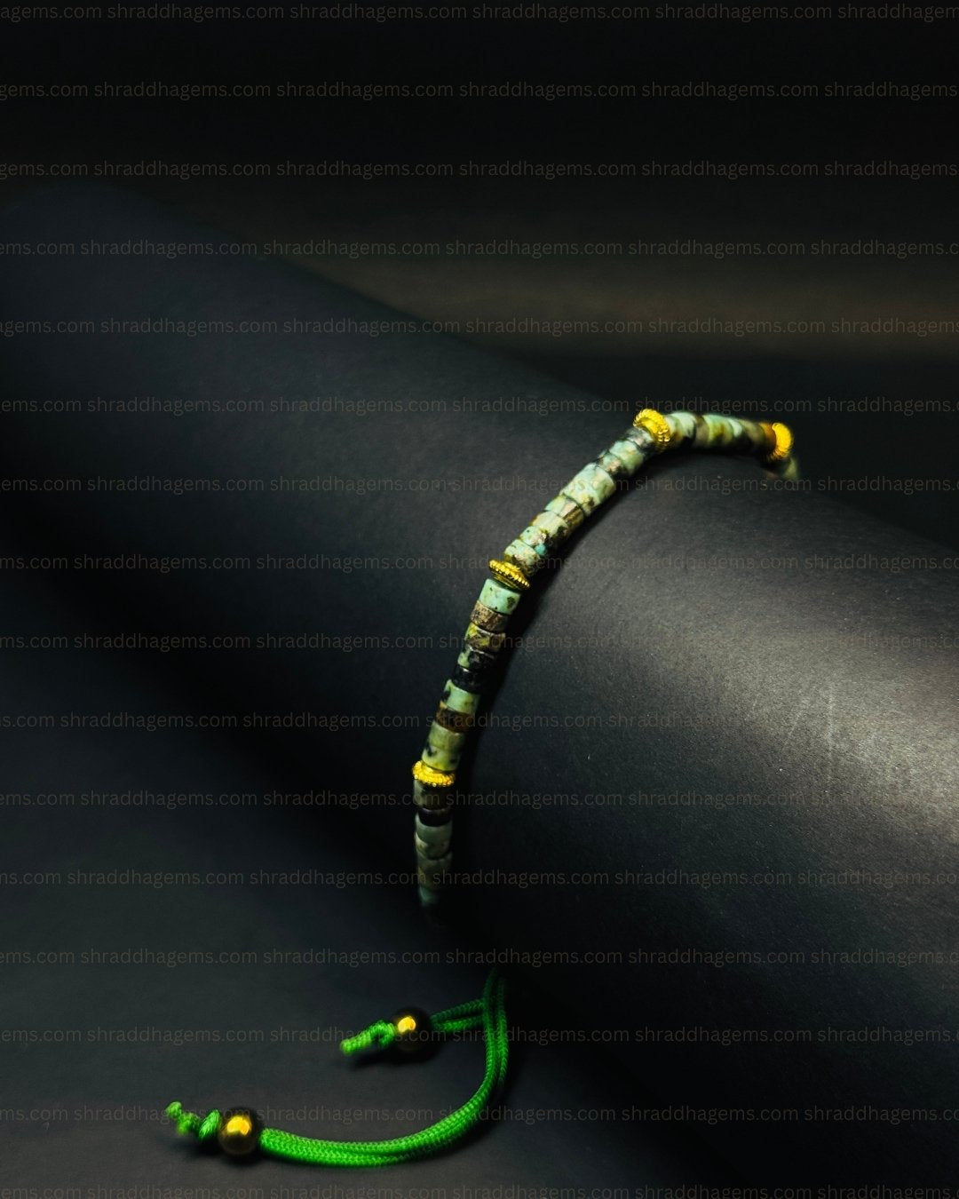 Natural African Turquoise Braided Bracelet – Handmade Crystal Healing Stone for Wisdom, Growth & Positive Energy