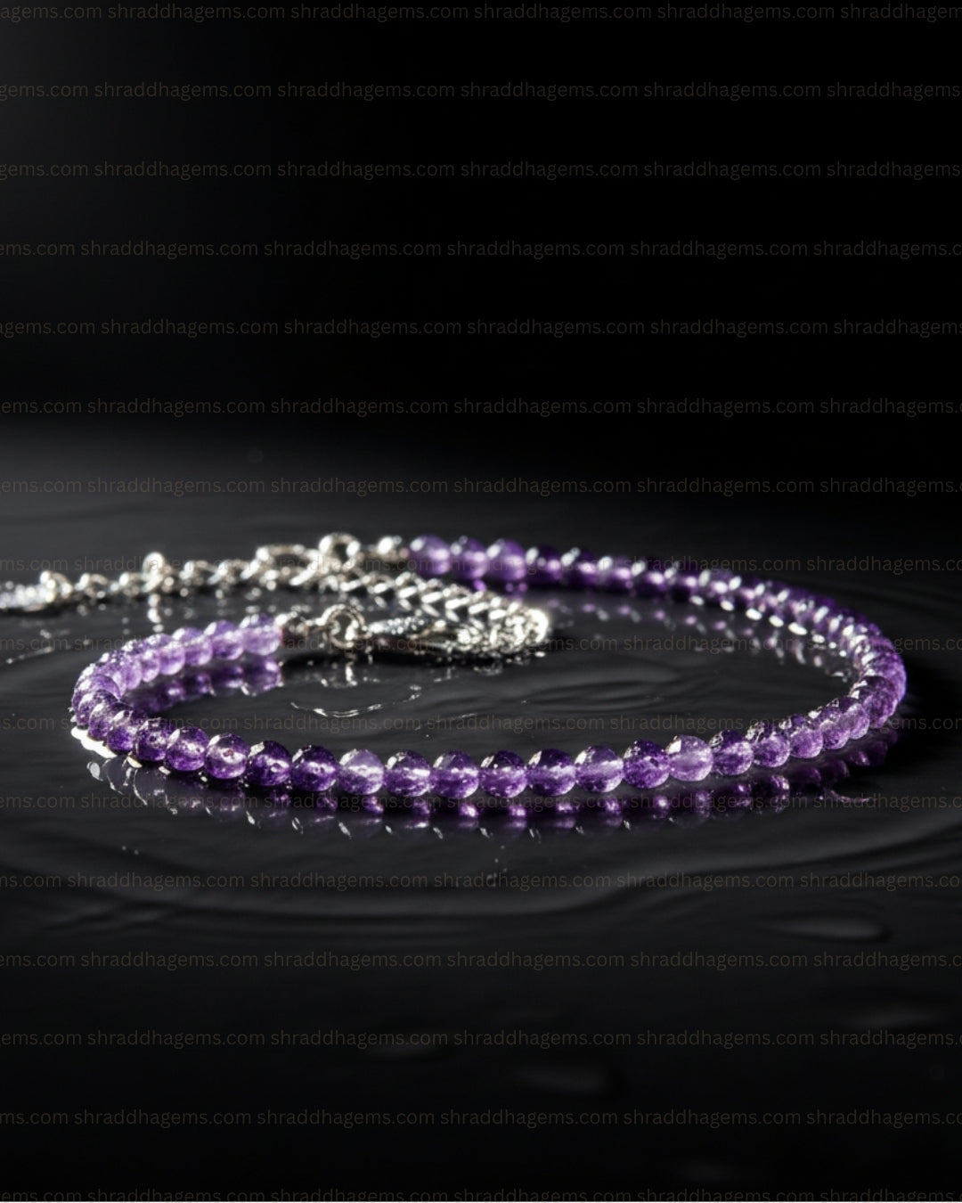 Natural Amethyst Anklet | Genuine Crystal for Calm & Spiritual Protection