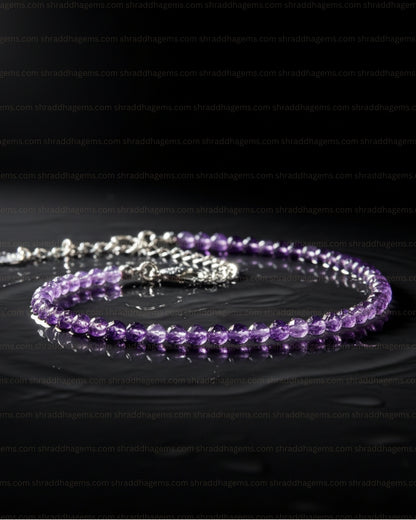 Natural Amethyst Anklet | Genuine Crystal for Calm & Spiritual Protection