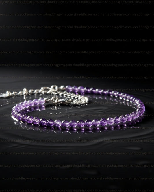 Natural Amethyst Anklet | Genuine Crystal for Calm & Spiritual Protection