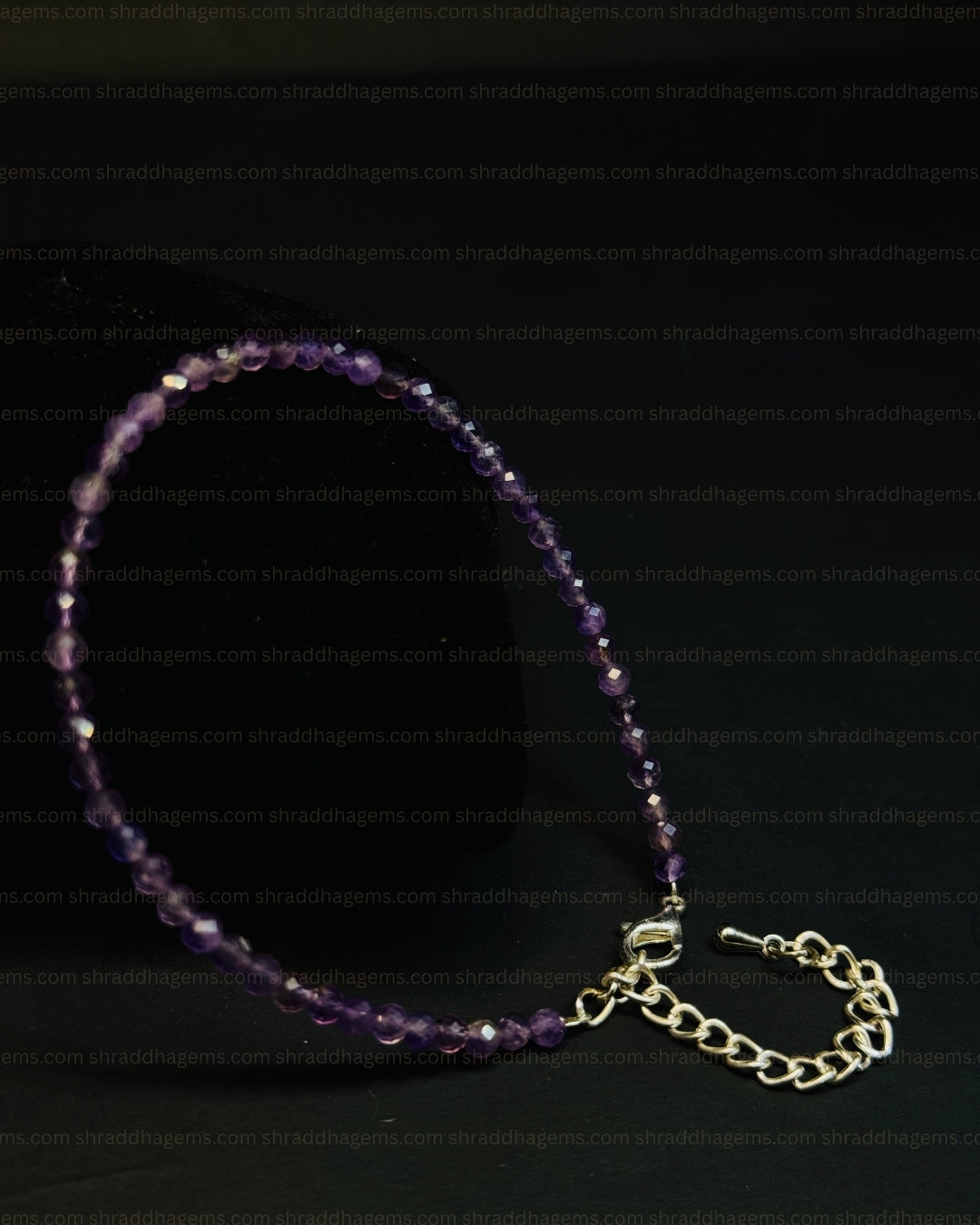 Natural Amethyst Anklet | Genuine Crystal for Calm & Spiritual Protection