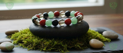 Anti-Addiction Bracelet with Amethyst Raw Stone, Red Jasper, Black Tourmaline, Green Aventurine & Smoky Quartz – Healing Crystal for Detox, Strength & Emotional Balance