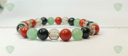 Anti-Addiction Bracelet with Amethyst Raw Stone, Red Jasper, Black Tourmaline, Green Aventurine & Smoky Quartz – Healing Crystal for Detox, Strength & Emotional Balance