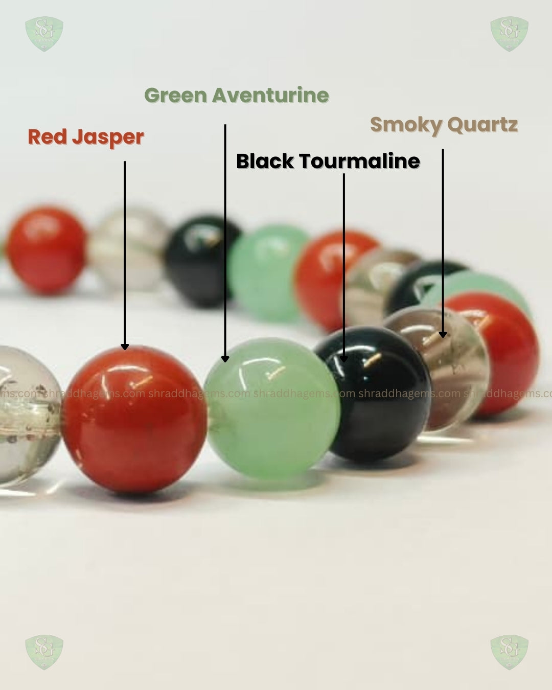 Anti-Addiction Bracelet with Amethyst Raw Stone, Red Jasper, Black Tourmaline, Green Aventurine & Smoky Quartz – Healing Crystal for Detox, Strength & Emotional Balance