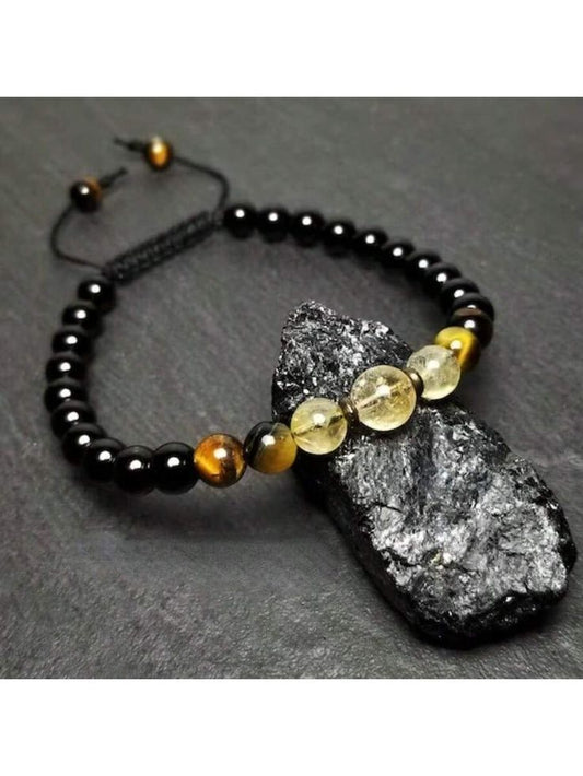 Black&Yellow Stone Bond Bracelet for men's Fashion & style