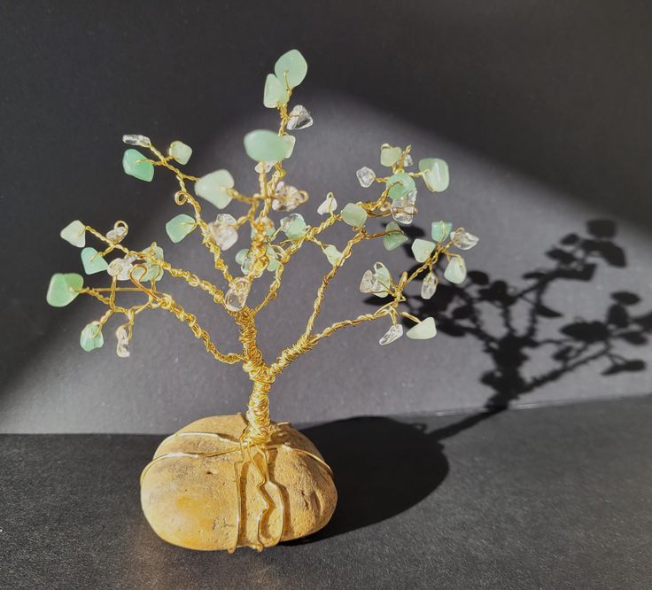 Green&Transparent Stone Tree For Home Decor