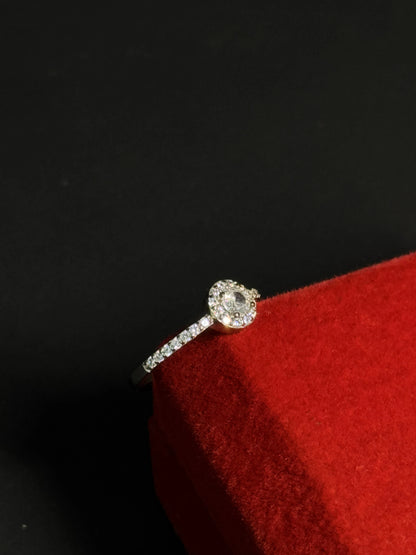 Natural White Topaz Petite Halo Ring – 925 Sterling Silver Minimalist Promise Ring