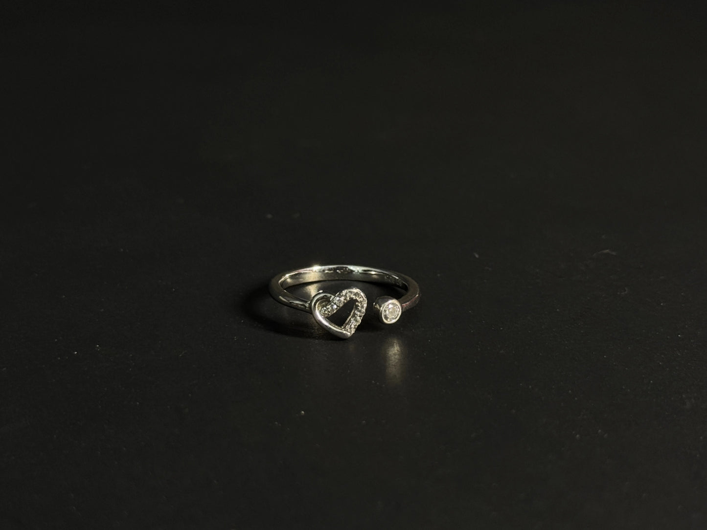 Natural White Topaz Open Heart Ring – 925 Sterling Silver Adjustable Wrap | Romantic Promise Gift