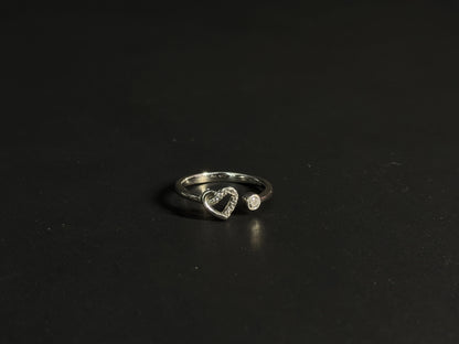 Natural White Topaz Open Heart Ring – 925 Sterling Silver Adjustable Wrap | Romantic Promise Gift
