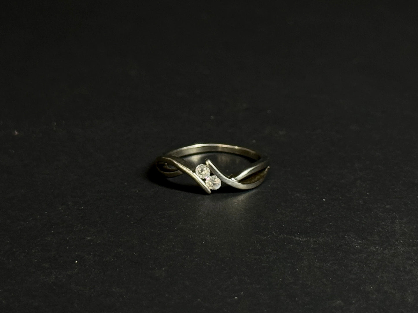 Natural White Topaz Two-Stone Ring – 925 Sterling Silver Bypass Promise Ring | Toi et Moi Style