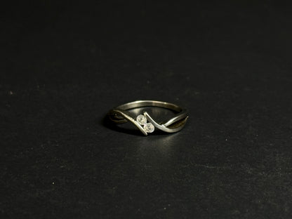 Natural White Topaz Two-Stone Ring – 925 Sterling Silver Bypass Promise Ring | Toi et Moi Style