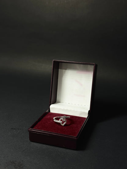 Natural White Topaz Pave Heart Wrap Ring – 925 Sterling Silver Adjustable Toi et Moi