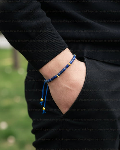 Lapis Lazuli Healing Bracelet – Royal Blue Crystal Braided Bracelet for Wisdom, Confidence & Luck
