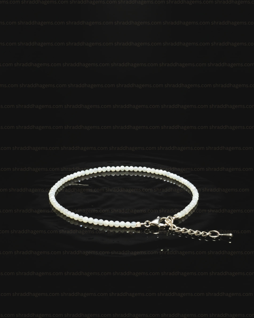 Natural Moonstone Anklet | Genuine Crystal for New Beginnings & Intuition