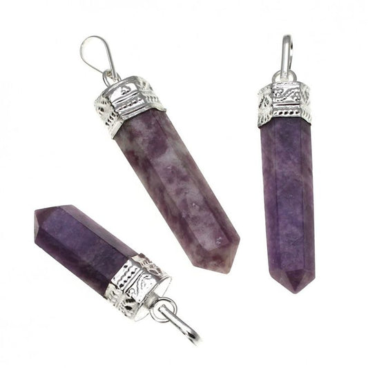 Natural Amethyst Pencil Pendant – Crystal of Calm, Intuition & Healing Energy