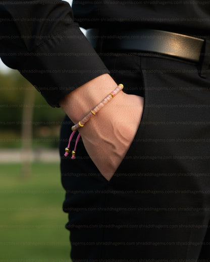 Natural Hand-Braided Rhodochrosite Crystal Bracelet for Men & Women – Heart Chakra Healing, Self-Love, Emotional Balance & Inner Peace
