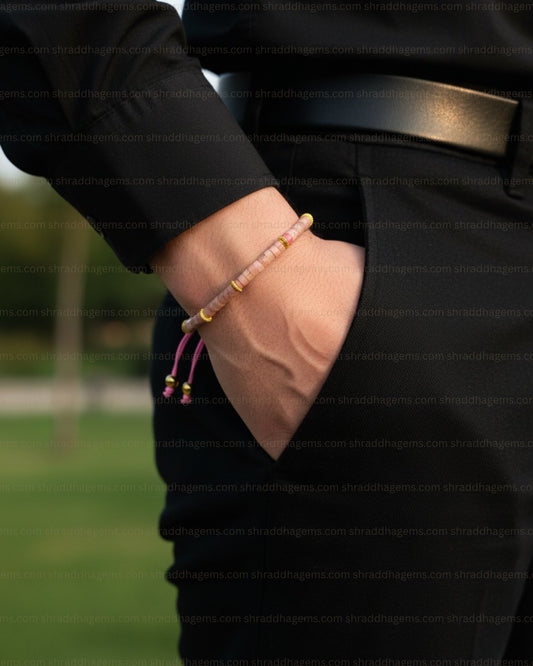 Natural Hand-Braided Rhodochrosite Crystal Bracelet for Men & Women – Heart Chakra Healing, Self-Love, Emotional Balance & Inner Peace