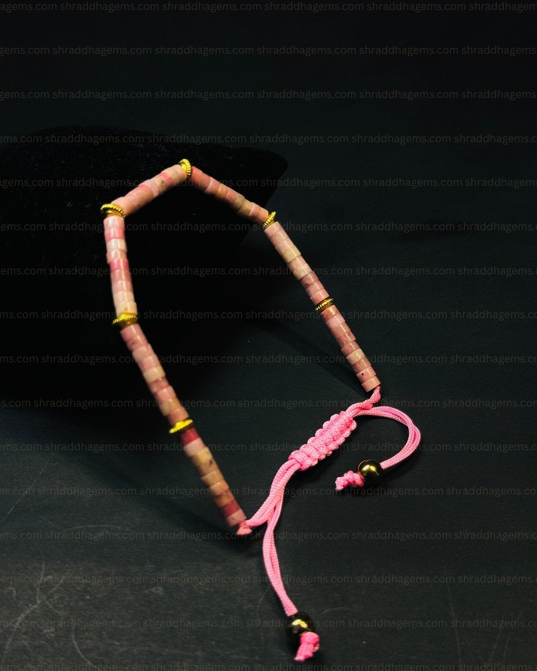 Natural Hand-Braided Rhodochrosite Crystal Bracelet for Men & Women – Heart Chakra Healing, Self-Love, Emotional Balance & Inner Peace