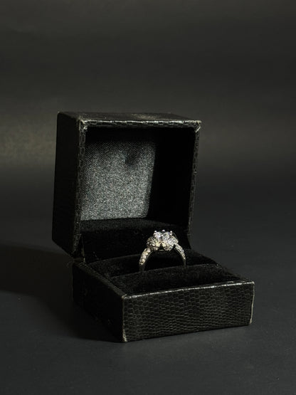 Natural White Topaz Floral Ring – 925 Sterling Silver Vintage Halo Cluster | Promise Ring