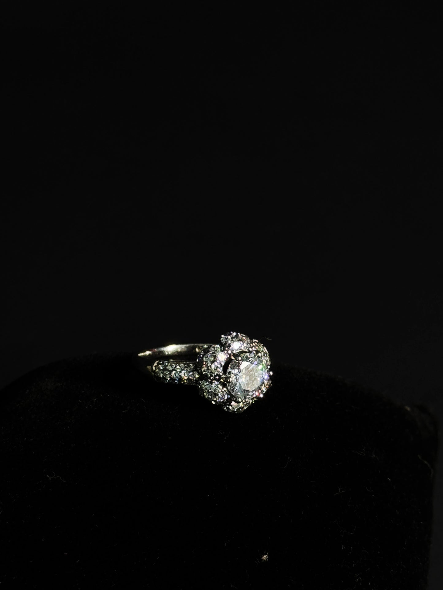 Natural White Topaz Floral Ring – 925 Sterling Silver Vintage Halo Cluster | Promise Ring