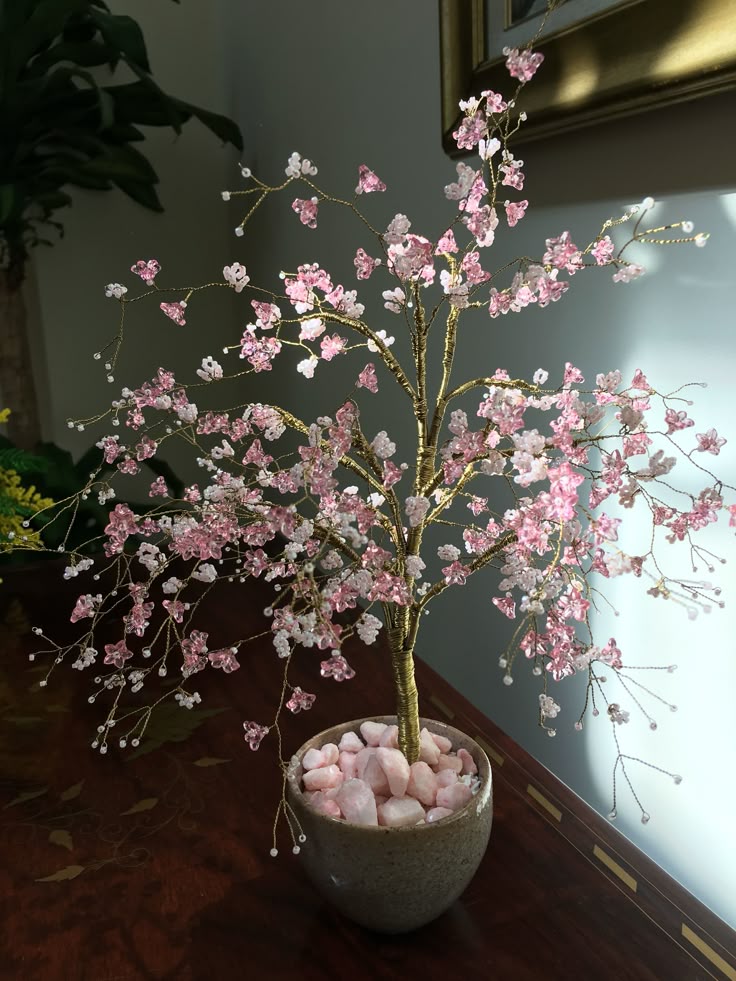 Pink&White Stone Tree For Home Decor